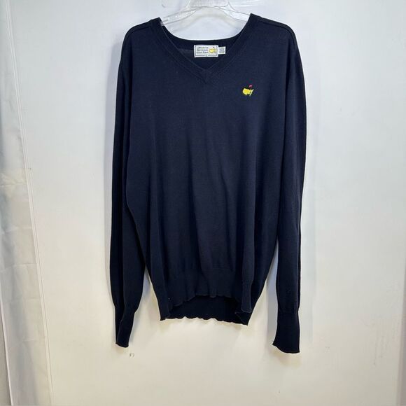 Augusta National Golf Shop Size Large 100% Cotton Navy Blue V -Neck Sweater - Picture 1 of 12